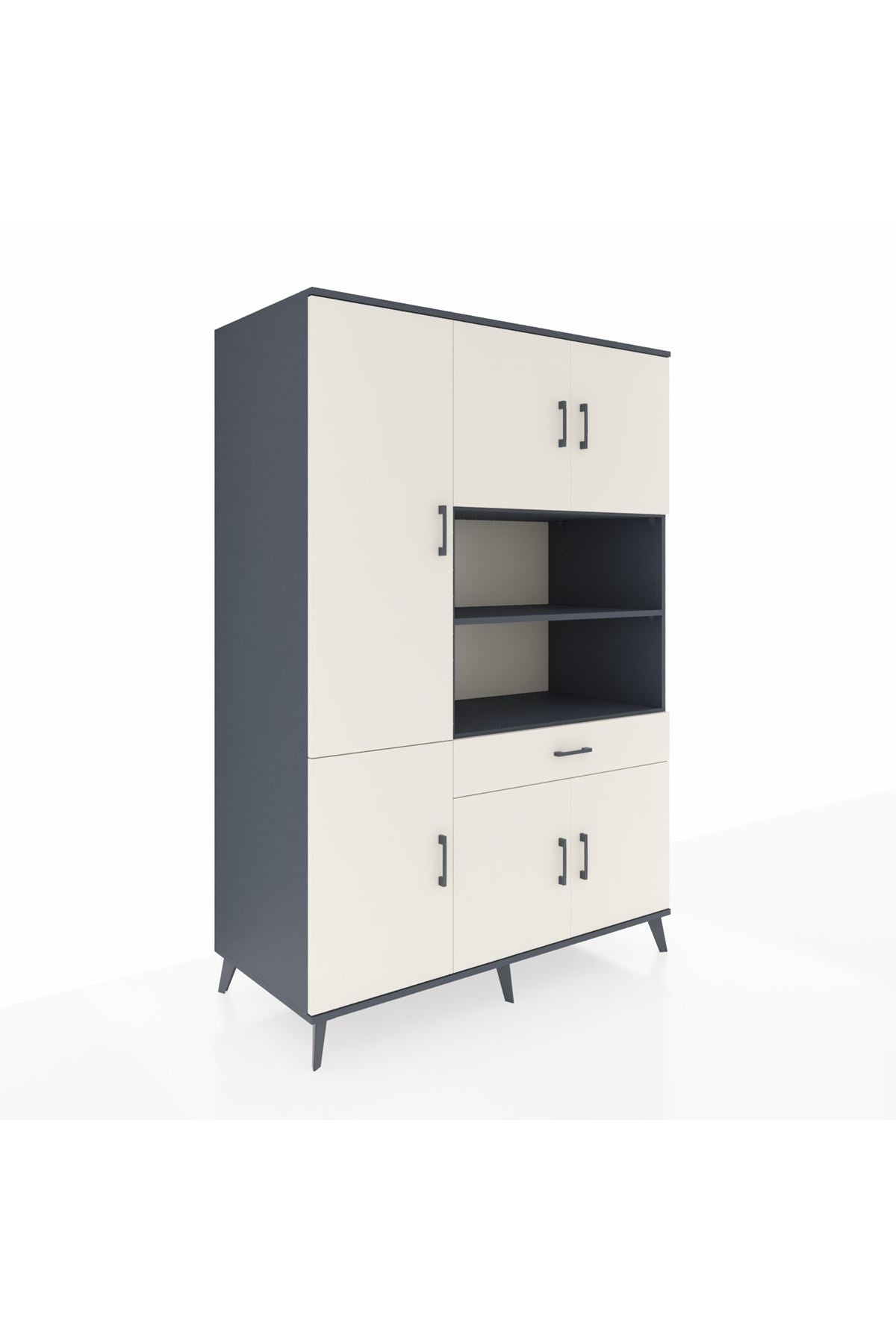 Kronos Dolap 10 Raflı Tek Çekmeceli 6 Kapaklı 132x59x195 Antrasit-Aytaşı/Aytaşı