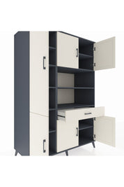 Kronos Dolap 10 Raflı Tek Çekmeceli 6 Kapaklı 132x59x195 Antrasit-Aytaşı/Aytaşı