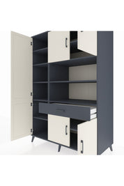 Kronos Dolap 10 Raflı Tek Çekmeceli 6 Kapaklı 132x59x195 Antrasit-Aytaşı/Antrasit