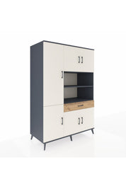 Kronos Dolap 10 Raflı Tek Çekmeceli 6 Kapaklı 132x59x195 Antrasit-Aytaşı/Çam