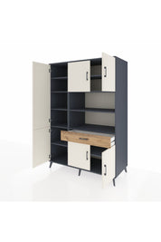 Kronos Dolap 10 Raflı Tek Çekmeceli 6 Kapaklı 132x59x195 Antrasit-Aytaşı/Çam