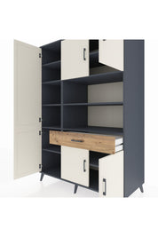 Kronos Dolap 10 Raflı Tek Çekmeceli 6 Kapaklı 132x59x195 Antrasit-Aytaşı/Çam