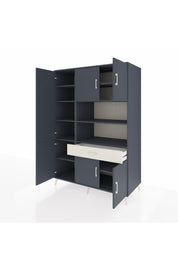 Kronos Dolap 10 Raflı Tek Çekmeceli 6 Kapaklı 132x59x195 Antrasit-Antrasit/Aytaşı