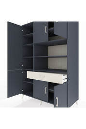 Kronos Dolap 10 Raflı Tek Çekmeceli 6 Kapaklı 132x59x195 Antrasit-Antrasit/Aytaşı