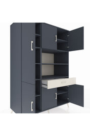 Kronos Dolap 10 Raflı Tek Çekmeceli 6 Kapaklı 132x59x195 Antrasit-Antrasit/Aytaşı