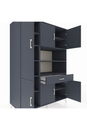 Kronos Dolap 10 Raflı Tek Çekmeceli 6 Kapaklı 132x59x195 Antrasit-Antrasit/Antrasit