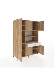 Kronos Dolap 10 Raflı Tek Çekmeceli 6 Kapaklı 132x59x195 Çam-Çam/Aytaşı