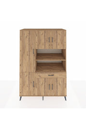 Kronos Dolap 10 Raflı Tek Çekmeceli 6 Kapaklı 132x59x195 Çam-Çam/Çam