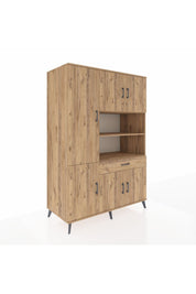 Kronos Dolap 10 Raflı Tek Çekmeceli 6 Kapaklı 132x59x195 Çam-Çam/Çam