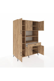 Kronos Dolap 10 Raflı Tek Çekmeceli 6 Kapaklı 132x59x195 Çam-Çam/Çam