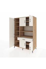 Kronos Dolap 10 Raflı Tek Çekmeceli 6 Kapaklı 132x59x195 Çam-Aytaşı/Aytaşı