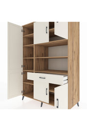 Kronos Dolap 10 Raflı Tek Çekmeceli 6 Kapaklı 132x59x195 Çam-Aytaşı/Aytaşı