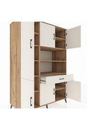 Kronos Dolap 10 Raflı Tek Çekmeceli 6 Kapaklı 132x59x195 Çam-Aytaşı/Aytaşı