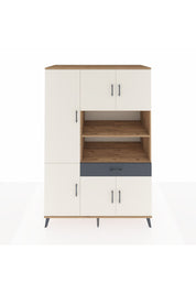 Kronos Dolap 10 Raflı Tek Çekmeceli 6 Kapaklı 132x59x195 Çam-Aytaşı/Antrasit