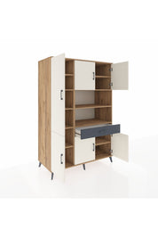 Kronos Dolap 10 Raflı Tek Çekmeceli 6 Kapaklı 132x59x195 Çam-Aytaşı/Antrasit