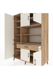 Kronos Dolap 10 Raflı Tek Çekmeceli 6 Kapaklı 132x59x195 Çam-Aytaşı/Çam