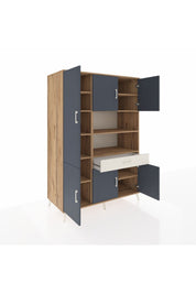 Kronos Dolap 10 Raflı Tek Çekmeceli 6 Kapaklı 132x59x195 Çam-Antrasit/Aytaşı