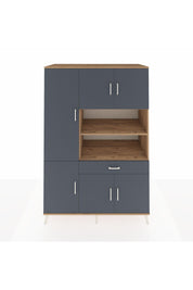 Kronos Dolap 10 Raflı Tek Çekmeceli 6 Kapaklı 132x59x195 Çam-Antrasit/Antrasit