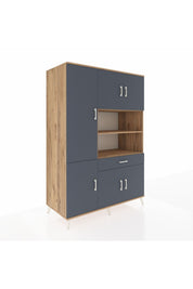 Kronos Dolap 10 Raflı Tek Çekmeceli 6 Kapaklı 132x59x195 Çam-Antrasit/Antrasit