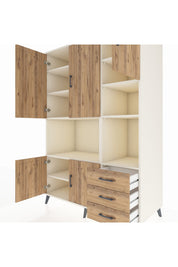 Kronos Dolap 9 Raflı 3 Çekmeceli 5 Kapaklı 132x59x195 Aytaşı-Çam/Çam