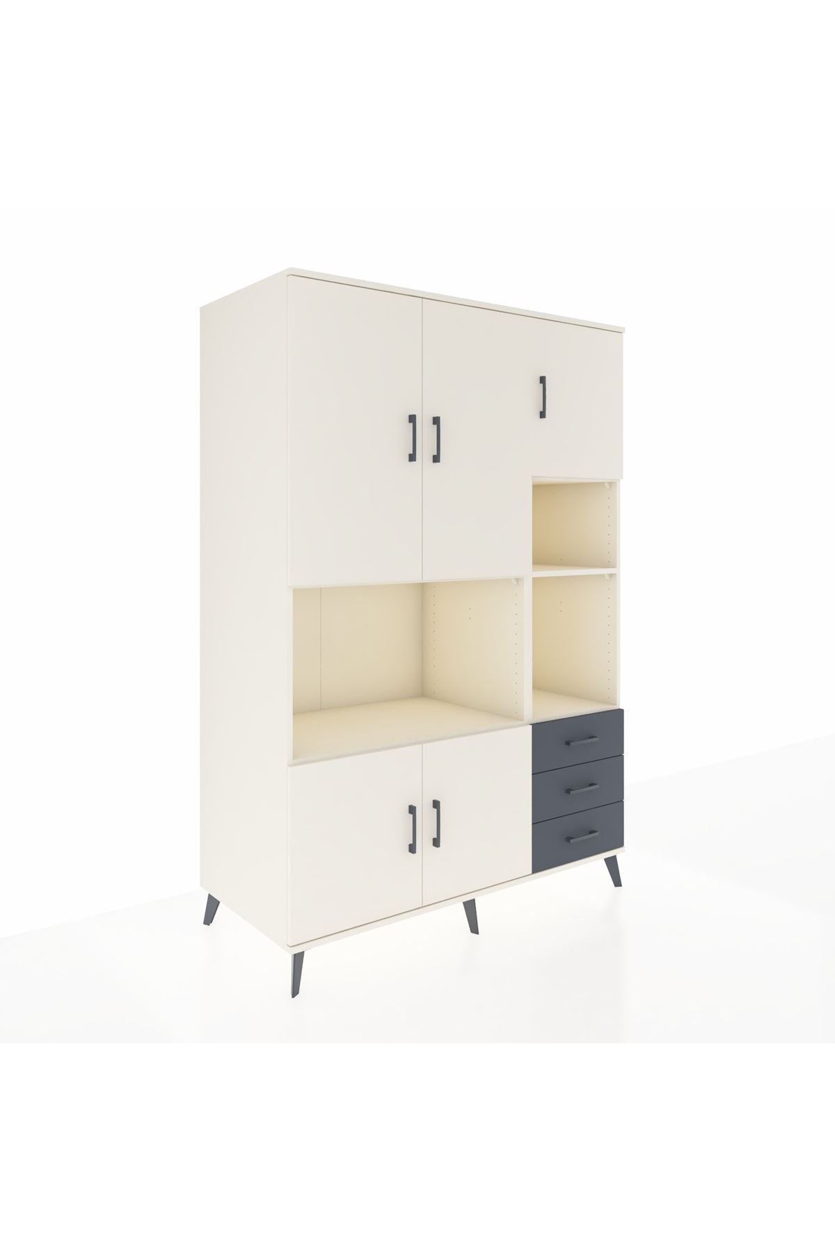 Kronos Dolap 9 Raflı 3 Çekmeceli 5 Kapaklı 132x59x195 Aytaşı-Aytaşı/Antrasit