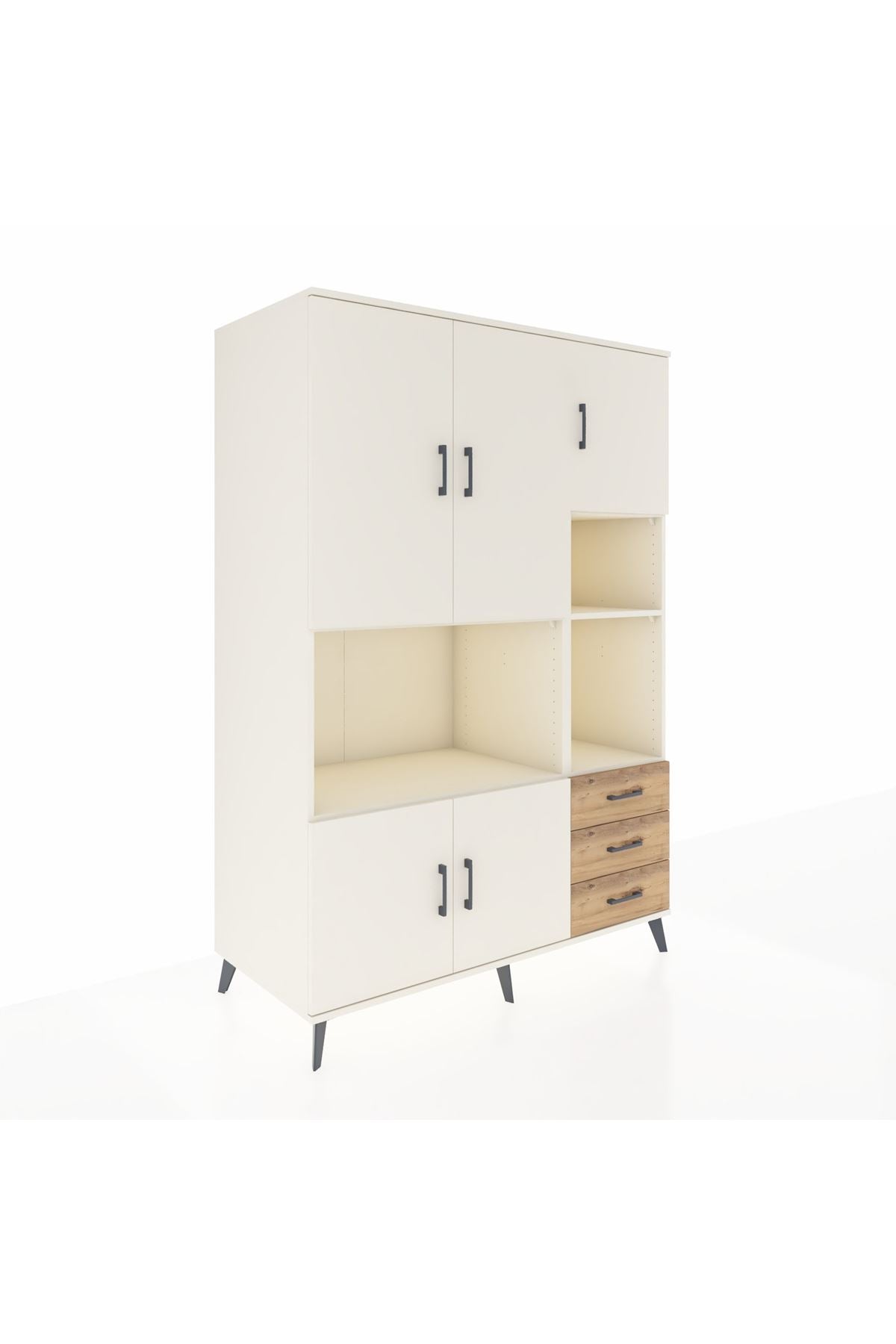 Kronos Dolap 9 Raflı 3 Çekmeceli 5 Kapaklı 132x59x195 Aytaşı-Aytaşı/Çam