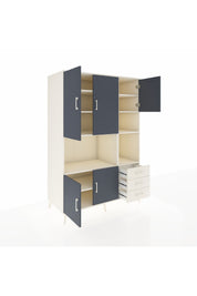 Kronos Dolap 9 Raflı 3 Çekmeceli 5 Kapaklı 132x59x195 Aytaşı-Antrasit/Aytaşı