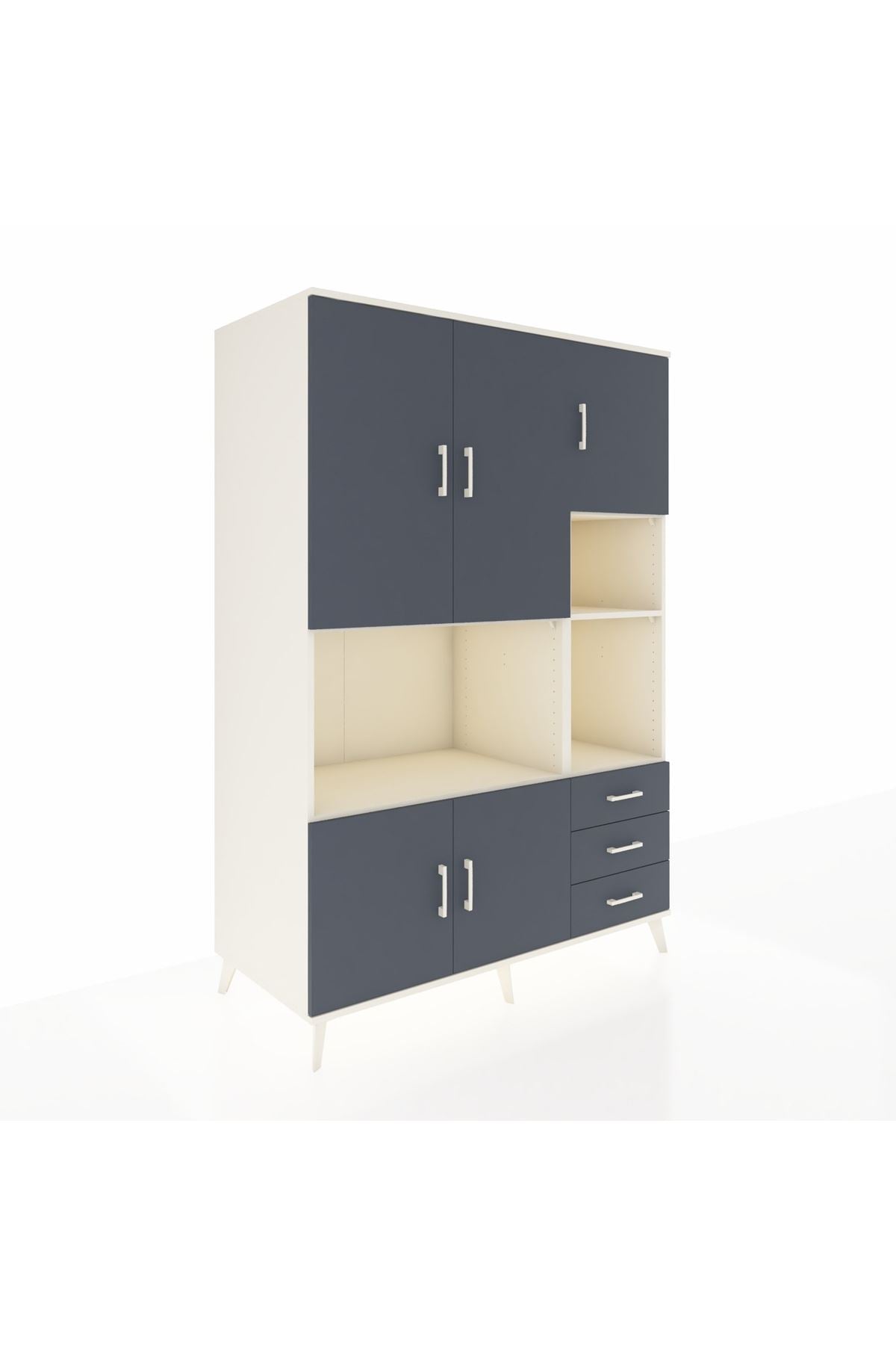 Kronos Dolap 9 Raflı 3 Çekmeceli 5 Kapaklı 132x59x195 Aytaşı-Antrasit/Antrasit