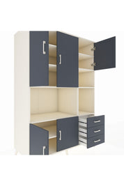 Kronos Dolap 9 Raflı 3 Çekmeceli 5 Kapaklı 132x59x195 Aytaşı-Antrasit/Antrasit