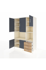 Kronos Dolap 9 Raflı 3 Çekmeceli 5 Kapaklı 132x59x195 Aytaşı-Antrasit/Çam