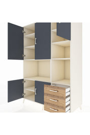 Kronos Dolap 9 Raflı 3 Çekmeceli 5 Kapaklı 132x59x195 Aytaşı-Antrasit/Çam