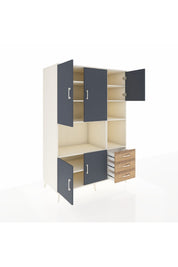 Kronos Dolap 9 Raflı 3 Çekmeceli 5 Kapaklı 132x59x195 Aytaşı-Antrasit/Çam