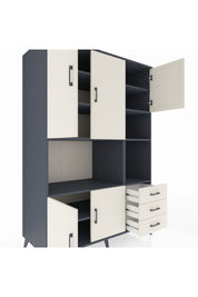 Kronos Dolap 9 Raflı 3 Çekmeceli 5 Kapaklı 132x59x195 Antrasit-Aytaşı/Aytaşı