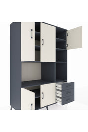 Kronos Dolap 9 Raflı 3 Çekmeceli 5 Kapaklı 132x59x195 Antrasit-Aytaşı/Antrasit