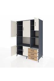 Kronos Dolap 9 Raflı 3 Çekmeceli 5 Kapaklı 132x59x195 Antrasit-Aytaşı/Çam