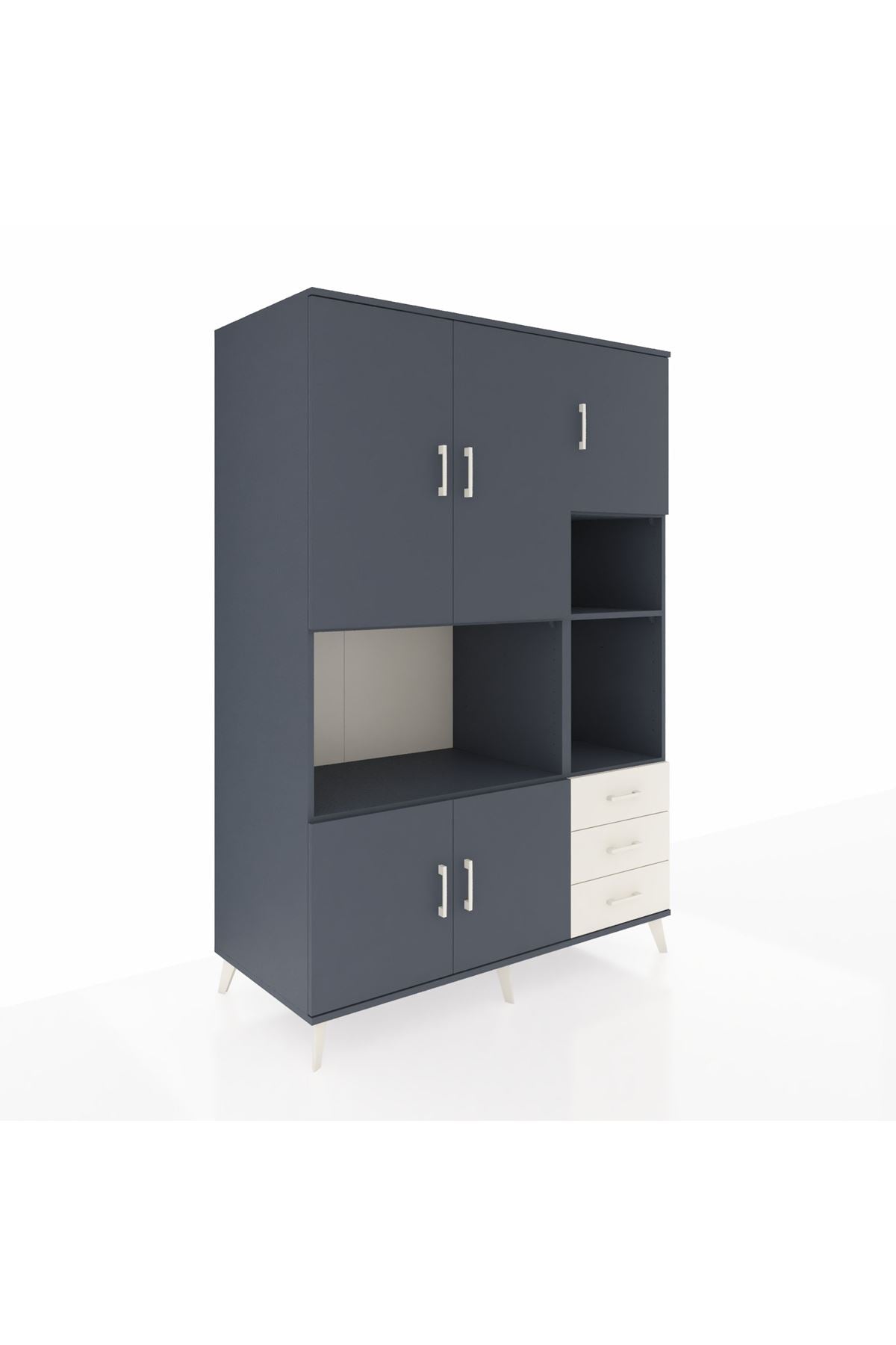 Kronos Dolap 9 Raflı 3 Çekmeceli 5 Kapaklı 132x59x195 Antrasit-Antrasit/Aytaşı