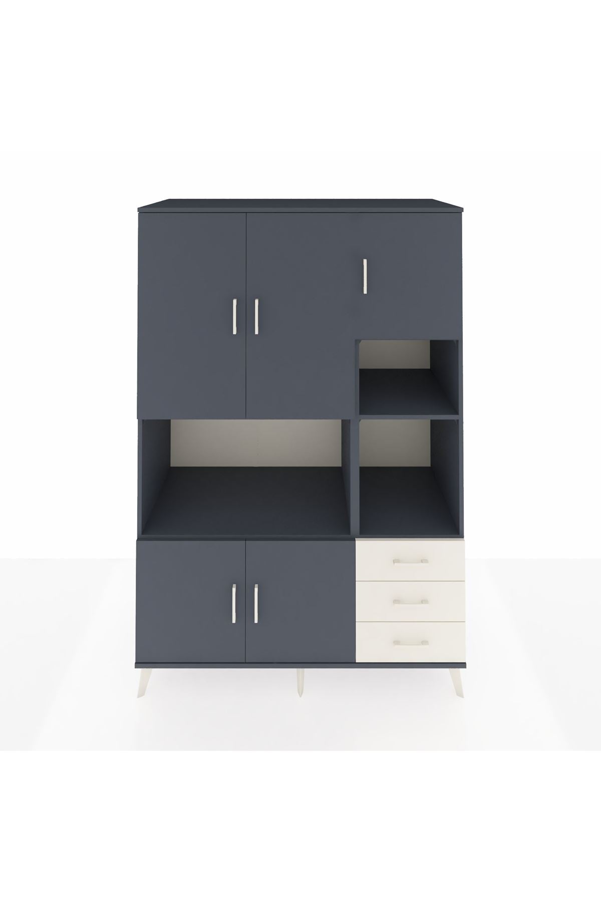 Kronos Dolap 9 Raflı 3 Çekmeceli 5 Kapaklı 132x59x195 Antrasit-Antrasit/Aytaşı