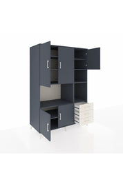 Kronos Dolap 9 Raflı 3 Çekmeceli 5 Kapaklı 132x59x195 Antrasit-Antrasit/Aytaşı