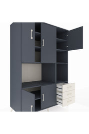 Kronos Dolap 9 Raflı 3 Çekmeceli 5 Kapaklı 132x59x195 Antrasit-Antrasit/Aytaşı