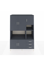 Kronos Dolap 9 Raflı 3 Çekmeceli 5 Kapaklı 132x59x195 Antrasit-Antrasit/Antrasit