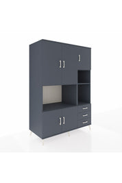 Kronos Dolap 9 Raflı 3 Çekmeceli 5 Kapaklı 132x59x195 Antrasit-Antrasit/Antrasit