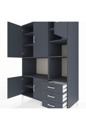 Kronos Dolap 9 Raflı 3 Çekmeceli 5 Kapaklı 132x59x195 Antrasit-Antrasit/Antrasit