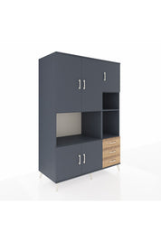 Kronos Dolap 9 Raflı 3 Çekmeceli 5 Kapaklı 132x59x195 Antrasit-Antrasit/Çam