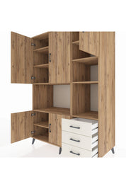 Kronos Dolap 9 Raflı 3 Çekmeceli 5 Kapaklı 132x59x195 Çam-Çam/Aytaşı