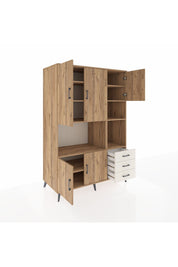 Kronos Dolap 9 Raflı 3 Çekmeceli 5 Kapaklı 132x59x195 Çam-Çam/Aytaşı