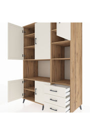 Kronos Dolap 9 Raflı 3 Çekmeceli 5 Kapaklı 132x59x195 Çam-Aytaşı/Aytaşı