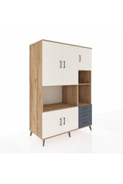 Kronos Dolap 9 Raflı 3 Çekmeceli 5 Kapaklı 132x59x195 Çam-Aytaşı/Antrasit