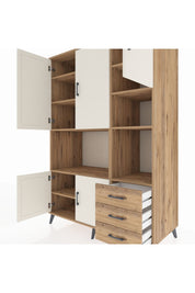 Kronos Dolap 9 Raflı 3 Çekmeceli 5 Kapaklı 132x59x195 Çam-Aytaşı/Çam