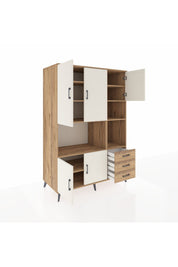 Kronos Dolap 9 Raflı 3 Çekmeceli 5 Kapaklı 132x59x195 Çam-Aytaşı/Çam