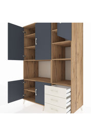 Kronos Dolap 9 Raflı 3 Çekmeceli 5 Kapaklı 132x59x195 Çam-Antrasit/Aytaşı